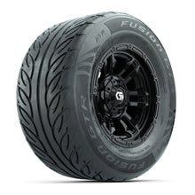 GTW® Shogun Gloss Black 12 in Wheels with 255/55-R12 Fusion GTR Steel Belt Radial Street Tires – Full Set