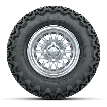 GTW Medusa Silver and Machined Wheels with 20in Predator A-T Tires - 10 Inch