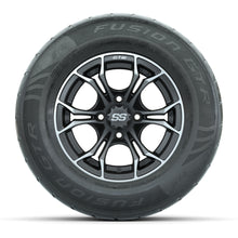 GTW® Spyder Matte Gray/Machined 12 in Wheels with 255/55-R12 Fusion GTR Steel Belt Radial Street Tires – Full Set
