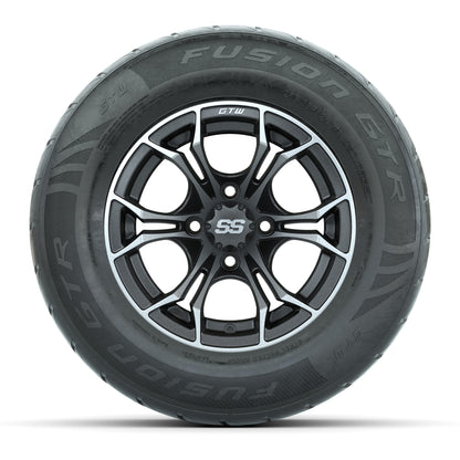 GTW® Spyder Matte Gray/Machined 12 in Wheels with 255/55-R12 Fusion GTR Steel Belt Radial Street Tires – Full Set