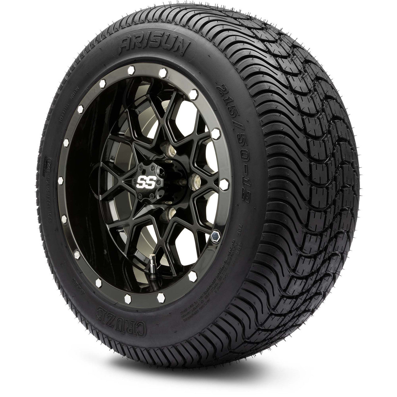 MODZ® 12" Vortex Glossy Black Wheels & Street Tires Combo