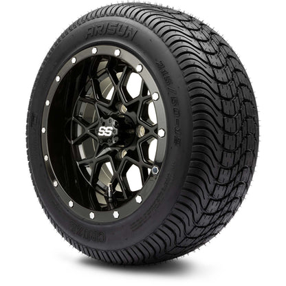 MODZ® 12" Vortex Glossy Black Wheels & Street Tires Combo