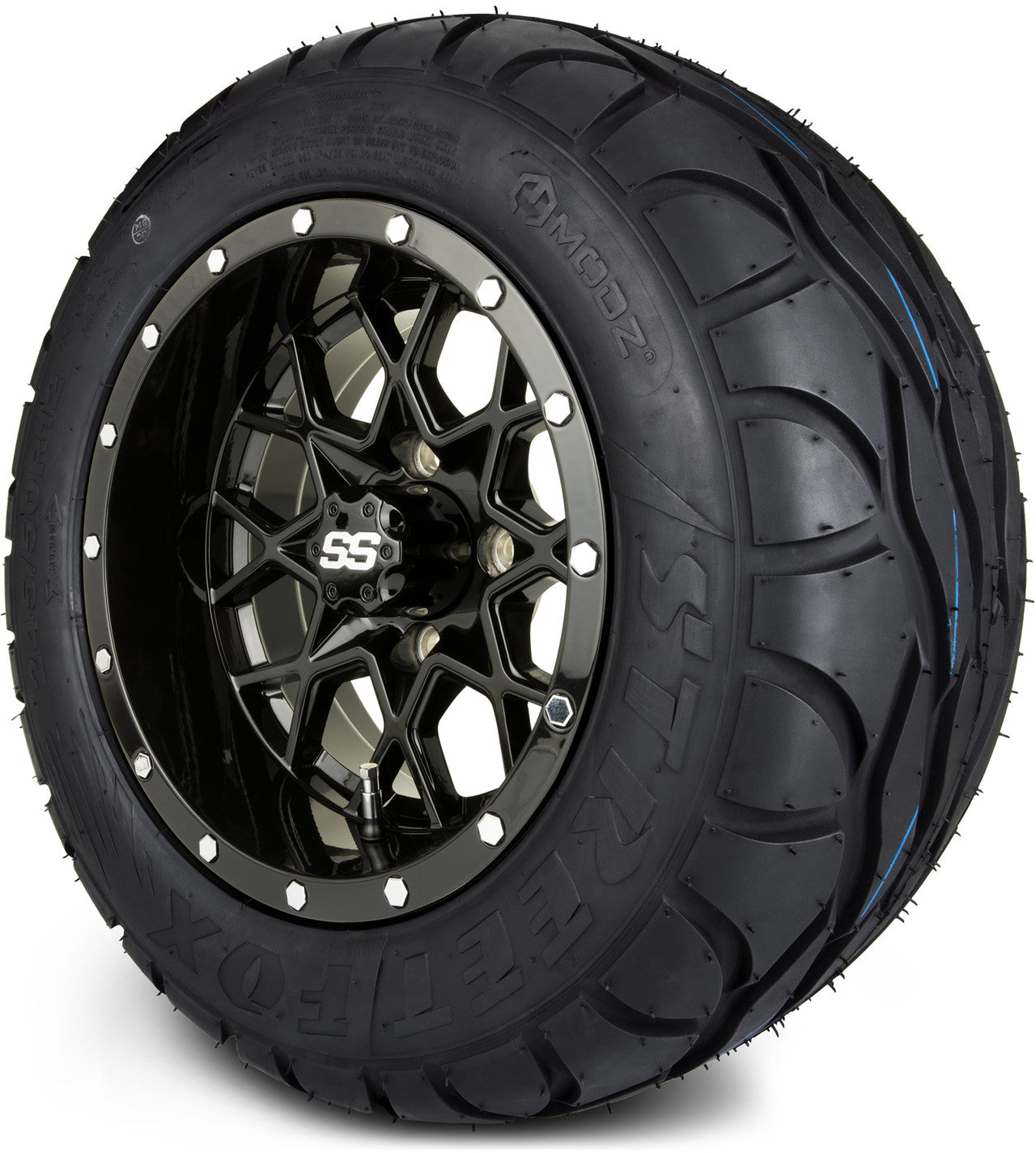 MODZ® 12" Vortex Glossy Black Wheels & Street Tires Combo
