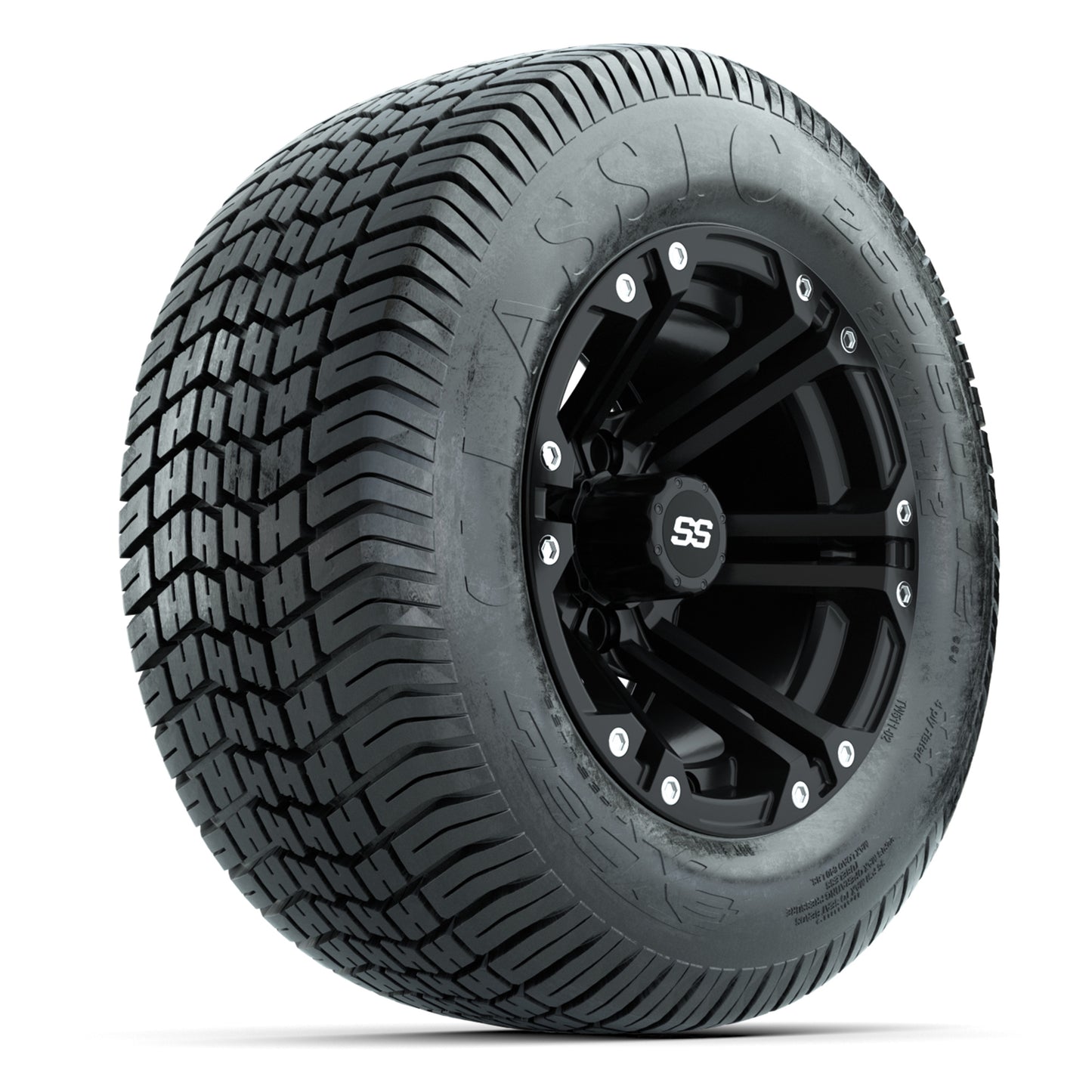 GTW® Specter Matte Black 12 in Wheels with 255/50-12 Excel Classic Street Tires – Full Set