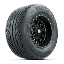 GTW® Helix Black/Machined 12 in Wheels with 255/55-R12 Fusion GTR Steel Belt Radial Street Tires – Full Set