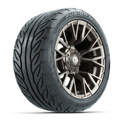 GTW® Vandal Bronze/Machined 14 in Wheels with 225/40-R14 Fusion GTR Steel Belt Radial Street Tires – Full Set