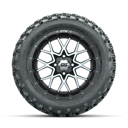 GTW Vortex Machined/Matte Grey 14 in Wheels with 23x10.00-14 Rogue All Terrain Tires - Full Set