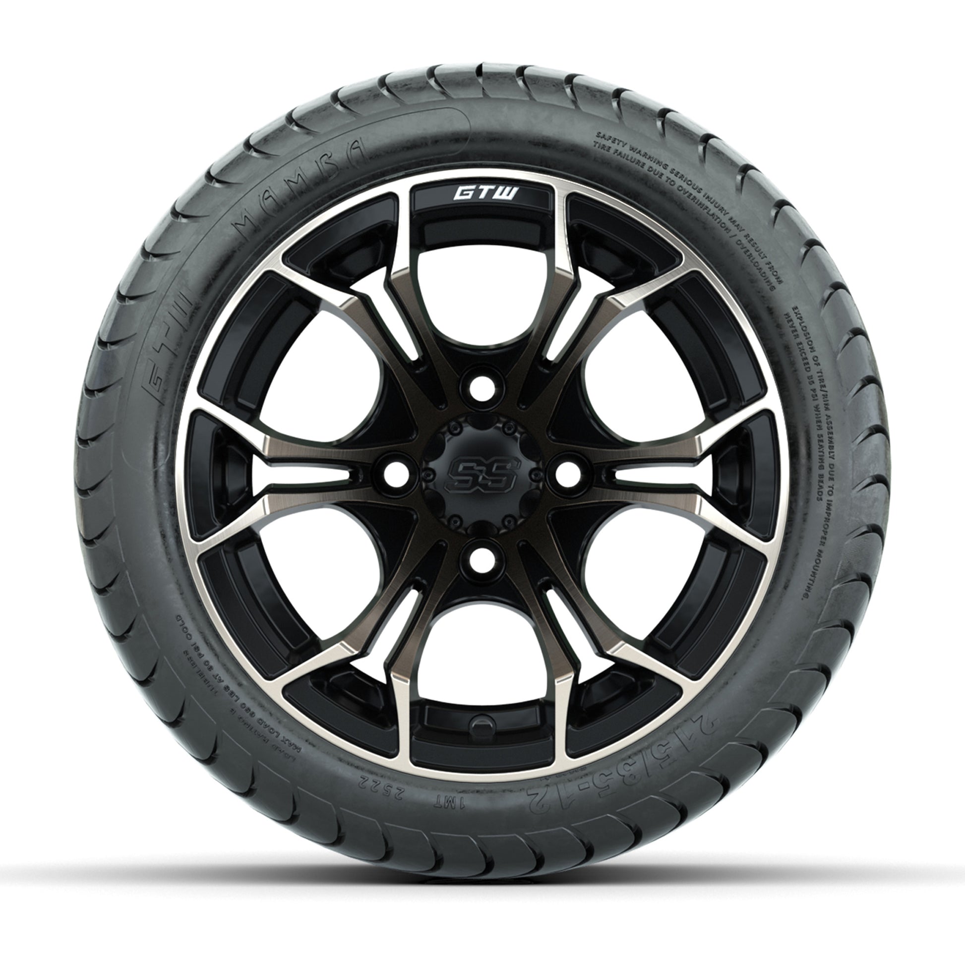 GTW Spyder Bronze/Matte Black 12 in Wheels with 215/35-12 Mamba Street Tires – Full Set