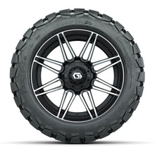 GTW® Stealth Gloss Black/Machined 14 in Wheels with 22x10-14 Timberwolf All-Terrain Tires – Full Set