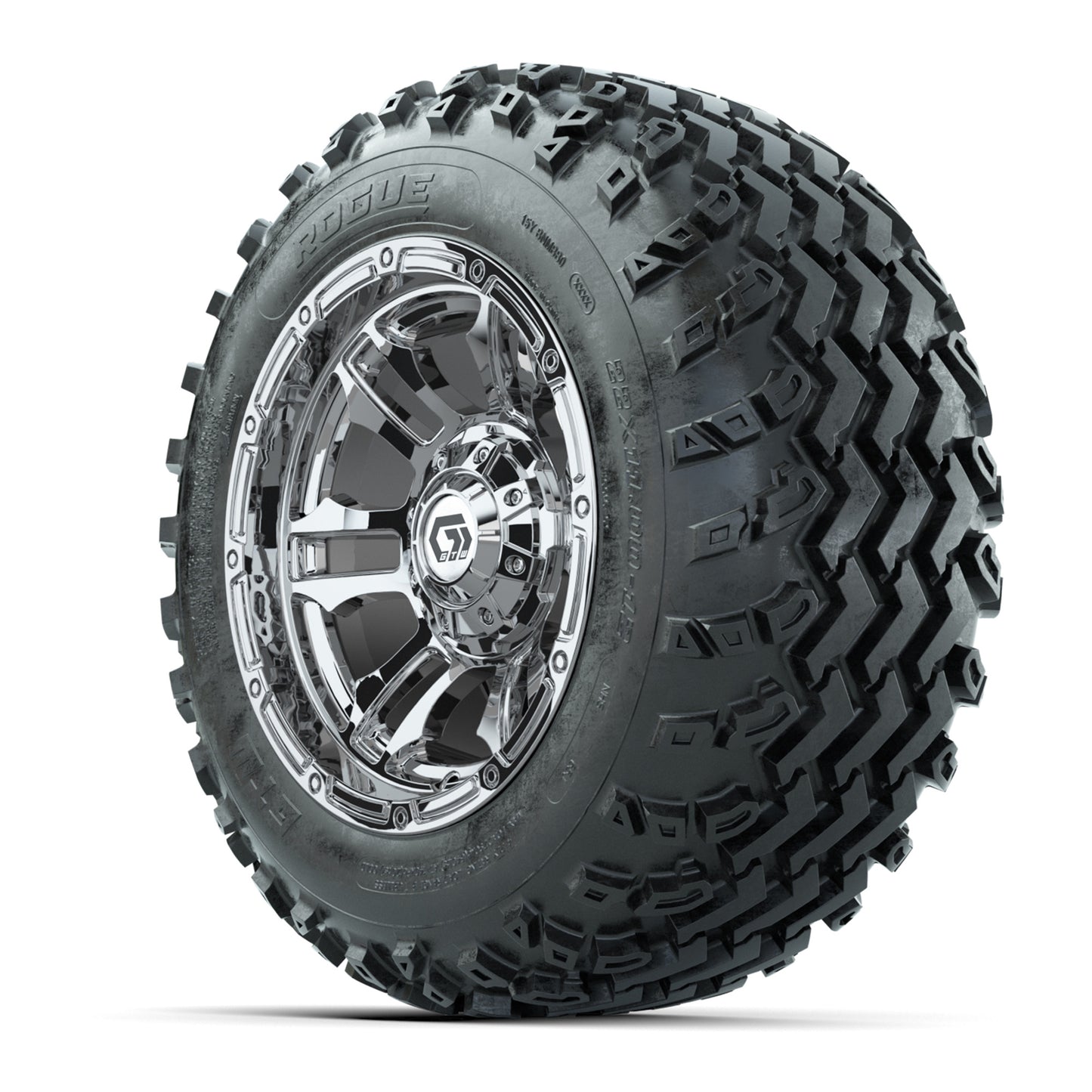 GTW® Shogun Chrome 12 in Wheels with 22x11.00-12 Rogue All-Terrain Tires - Full Set