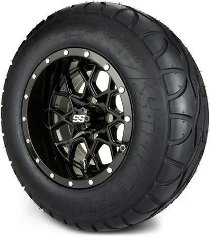 MODZ® 12" Vortex Glossy Black Wheels & Street Tires Combo