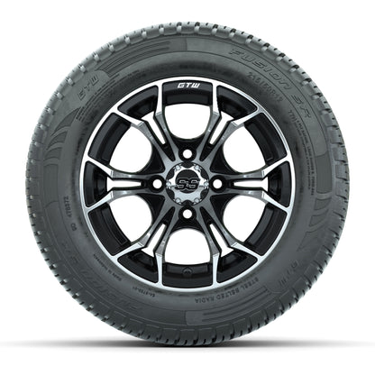 GTW Spyder Machined/Black 12 in Wheels with 215/50-R12 Fusion S/R Street Tires – Full Set