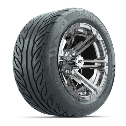 GTW® Specter Chrome 14 in Wheels with 255/45-R14 Fusion GTR Steel Belt Radial Street Tires – Full Set
