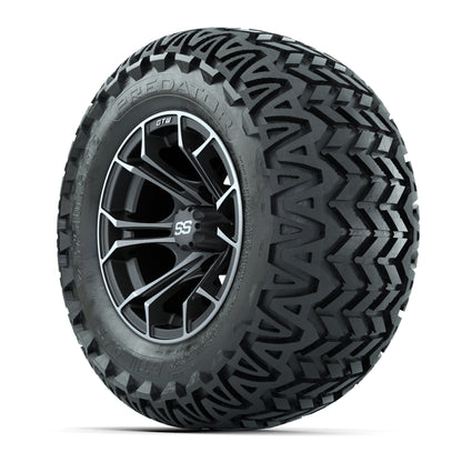 GTW® Spyder Matte Gray/Machined 12 in Wheels with 23X10.5-12 Predator All-Terrain Tires – Full Set
