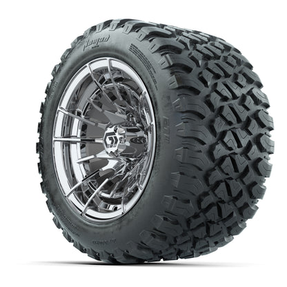 GTW® Boost Chrome 12 in Wheels with 20X10-12 Nomad Steel Belt Radial All-Terrain Tires - Full Set