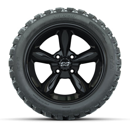 GTW® Godfather Black 14 in Wheels with 23X10-R14 Nomad Steel Belt Radial All-Terrain Tires – Full Set