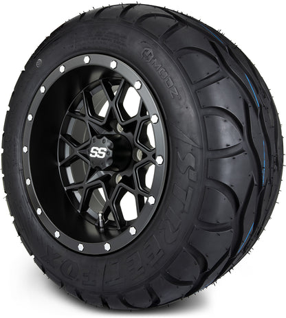 MODZ® 12" Vortex Matte Black Wheels & Street Tires Combo