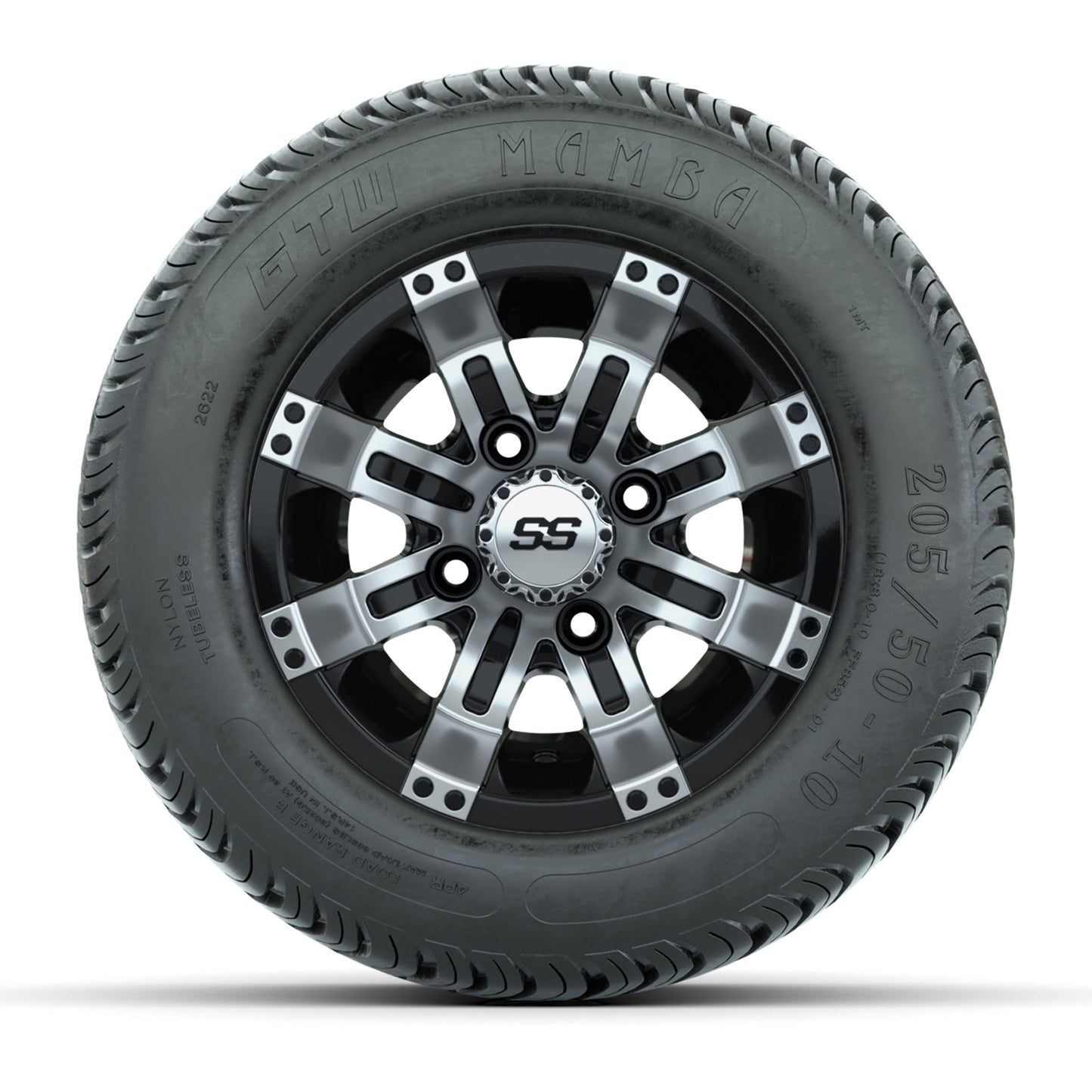 Set of (4) 10 in GTW Tempest Wheels with 205/50-10 Mamba Street Tires