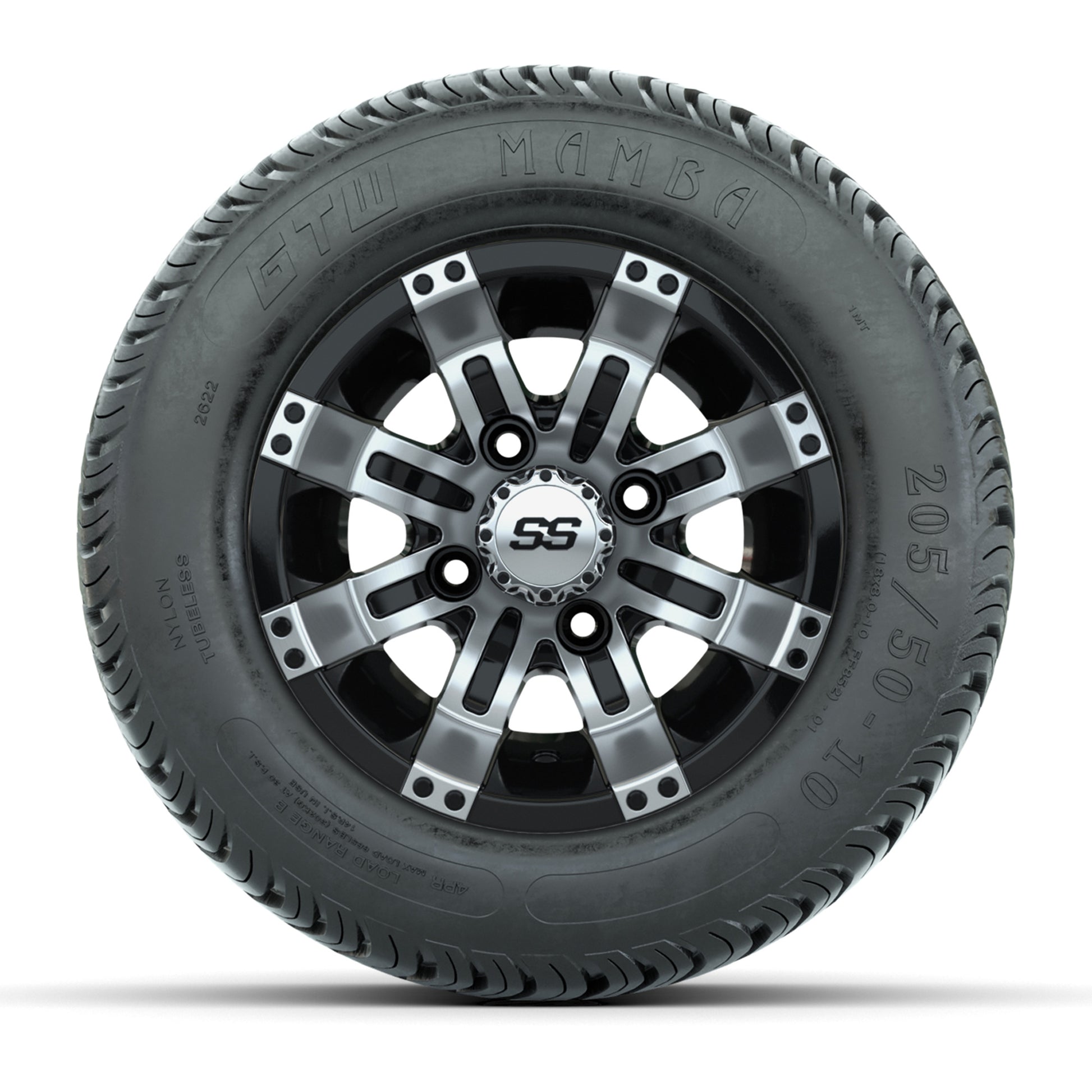 Set of (4) 10 in GTW Tempest Wheels with 205/50-10 Mamba Street Tires