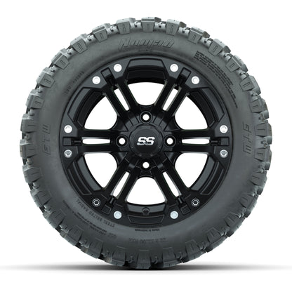 GTW® Specter Matte Black 12 in Wheels with 22X11-R12 Nomad Steel Belt Radial All-Terrain Tires – Full Set