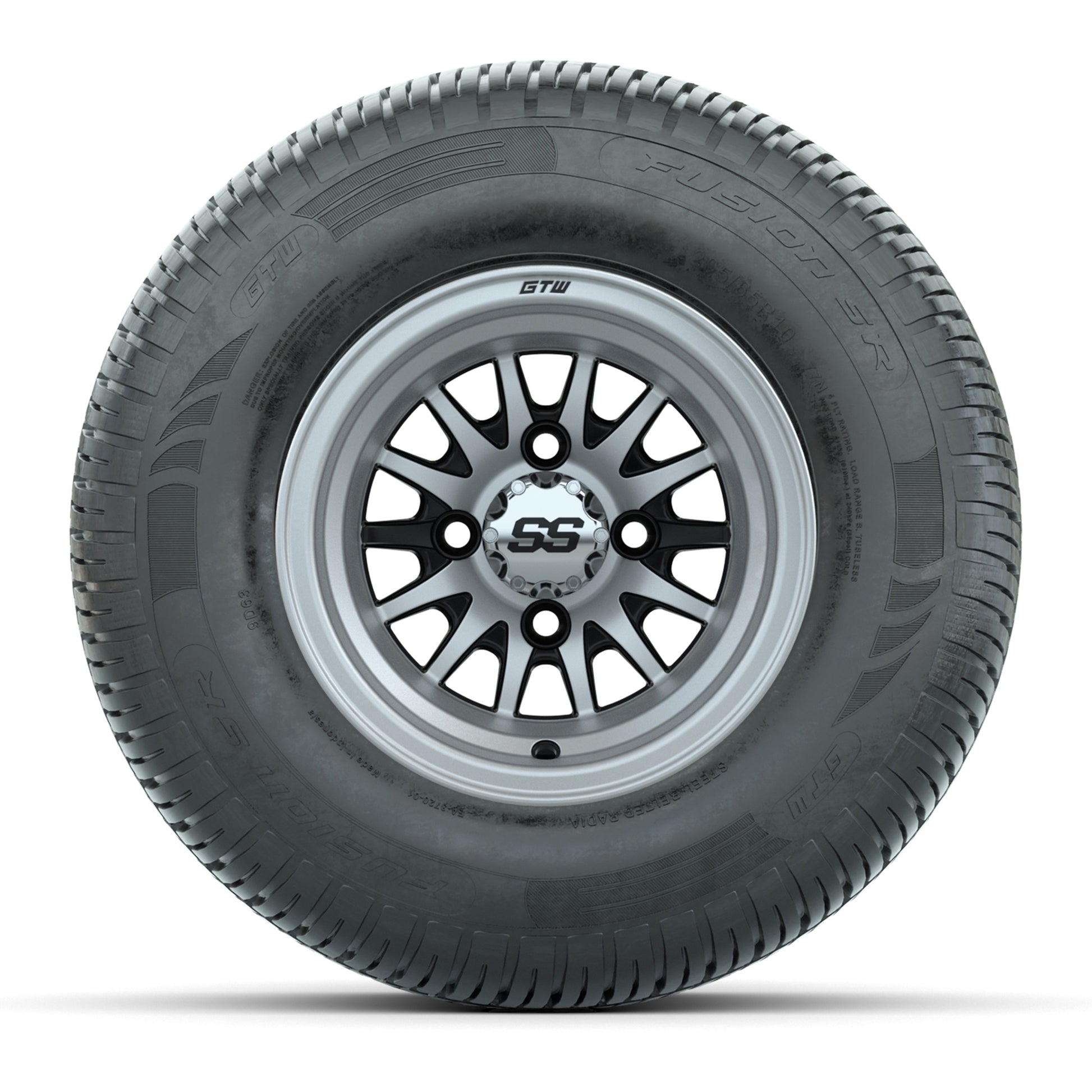 10" GTW Medusa Black and Machined Wheels with 20" Fusion Street Tires- Set of 4
