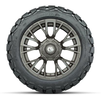 GTW® Vandal Satin Bronze/Machined 14 in Wheels with 22x10-14 Timberwolf All-Terrain Tires – Full Set