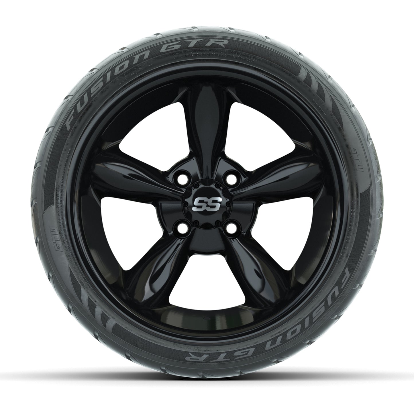 GTW® Godfather Black 14 in Wheels with 205/40-R14 Fusion GTR Steel Belt Radial Street Tires – Full Set