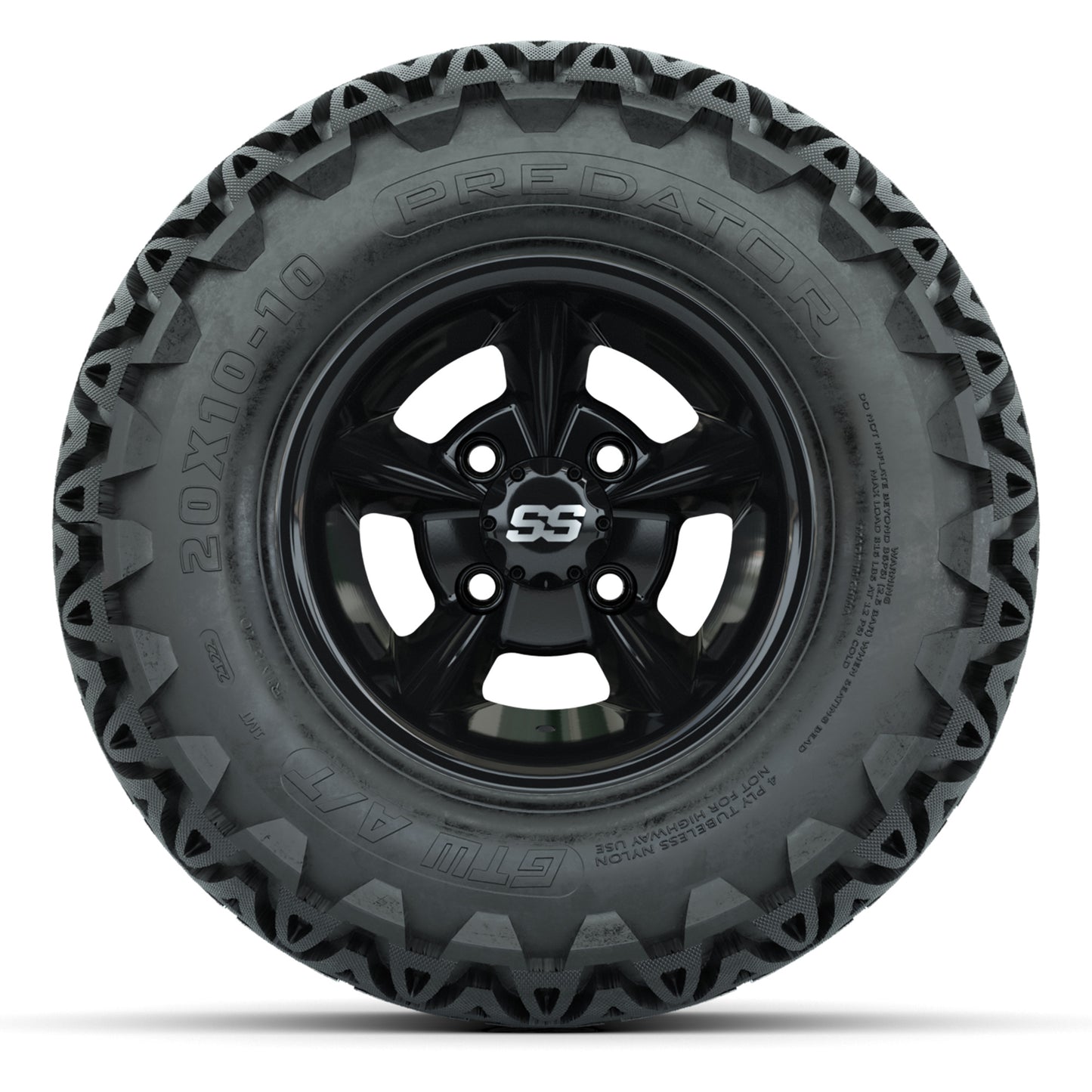 GTW Godfather Black 10 in Wheels with 20x10-10 Predator All-Terrain Tires – Full Set