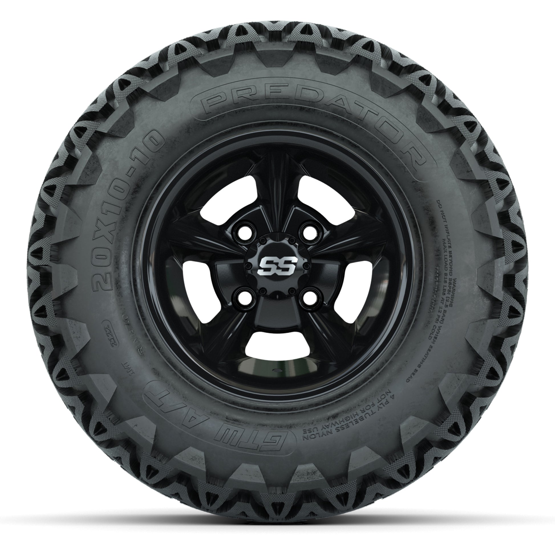 GTW Godfather Black 10 in Wheels with 20x10-10 Predator All-Terrain Tires – Full Set
