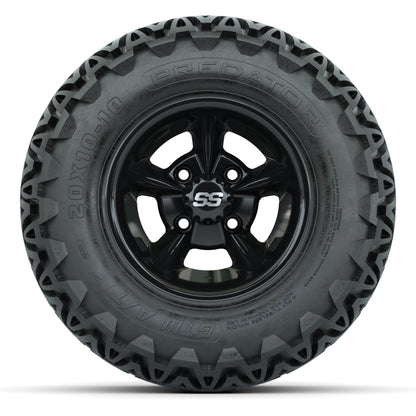 GTW Godfather Black 10 in Wheels with 20x10-10 Predator All-Terrain Tires – Full Set