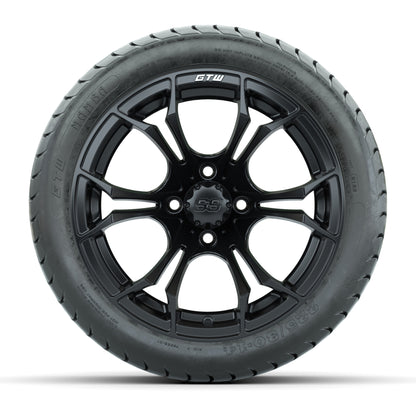 GTW Spyder Matte Black 14 in Wheels with 225/30-14 Mamba Street Tires – Full Set