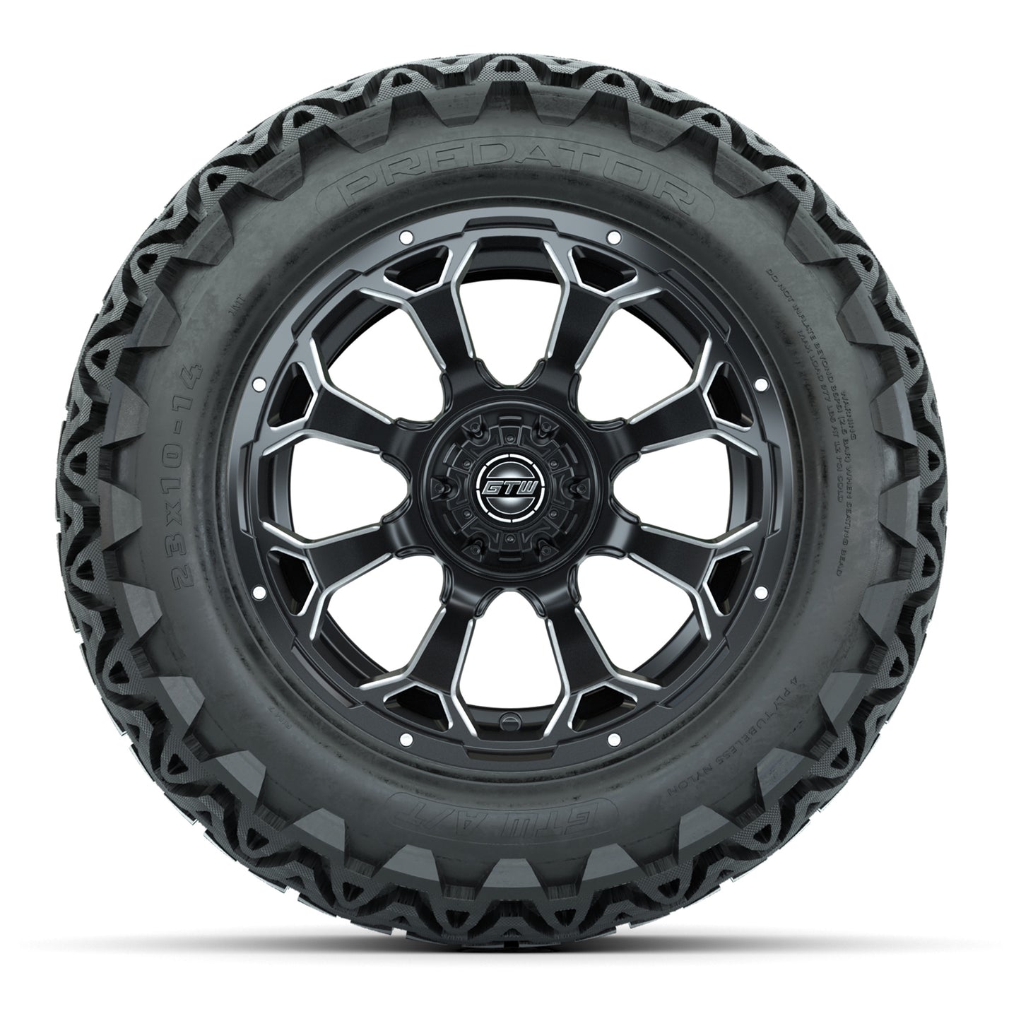 Set of (4) 14 in GTW Raven Wheels with 23x10-14 GTW Predator All-Terrain Tires