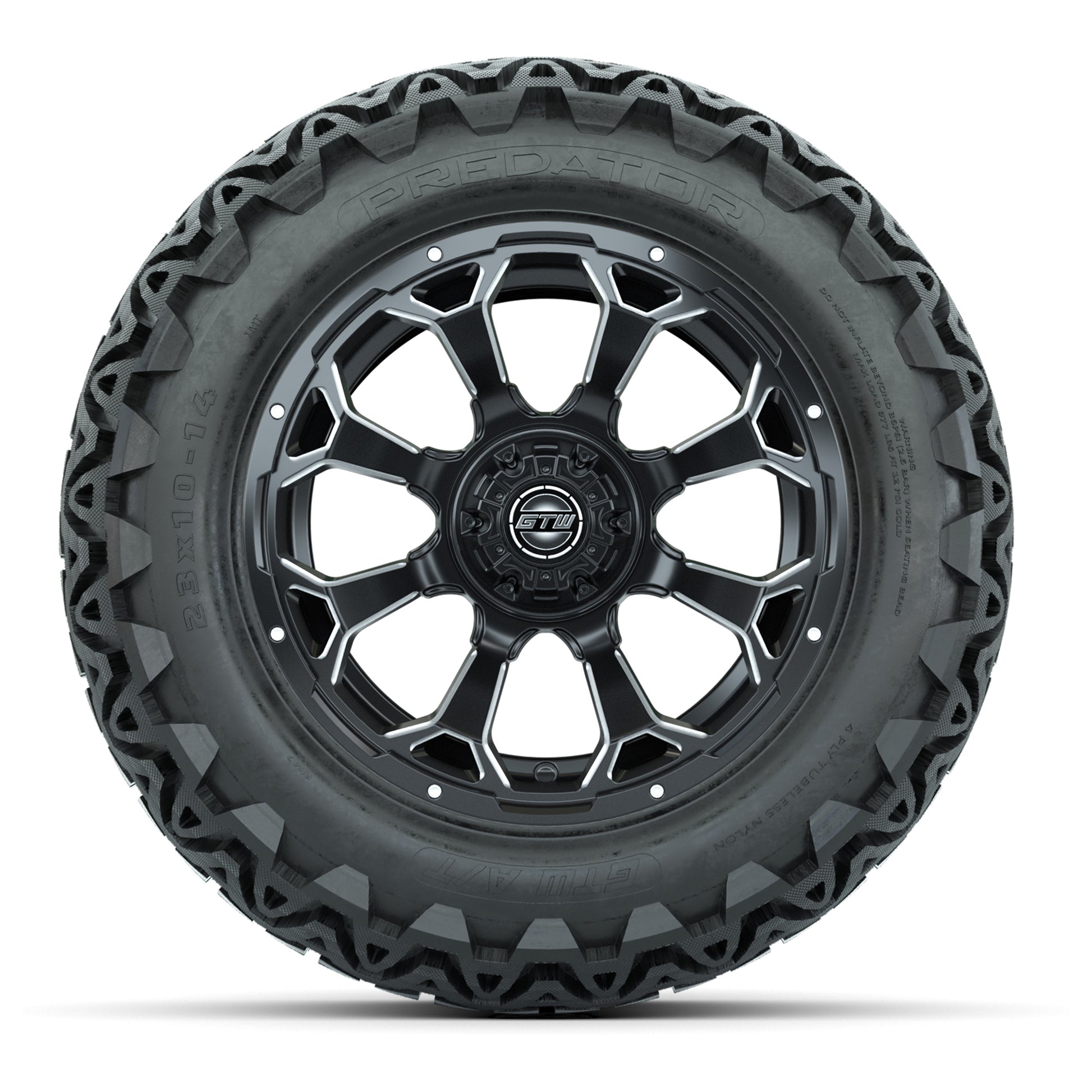Set of (4) 14 in GTW Raven Wheels with 23x10-14 GTW Predator All-Terrain Tires