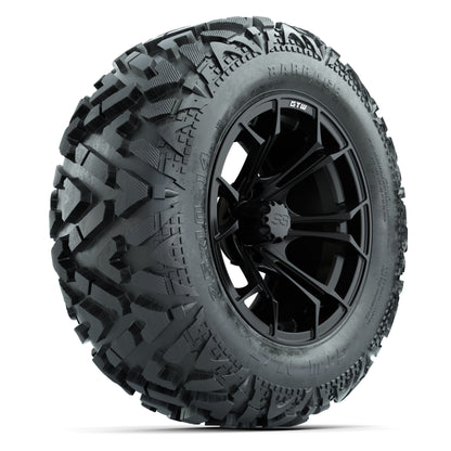 GTW Spyder Matte Black 14 in Wheels with 25x10-14 Barrage Mud Tires – Full Set