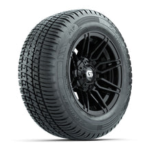 GTW® Stealth Gloss Black 12 in Wheels with 215/50-R12 Fusion S/R Steel Belt Radial Tires – Full Set