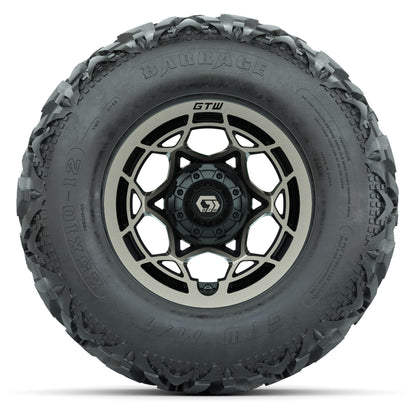 GTW® Nexus Black/Bronze 12 in Wheels with 25X10-12 Barrage Mud Tires – Full Set
