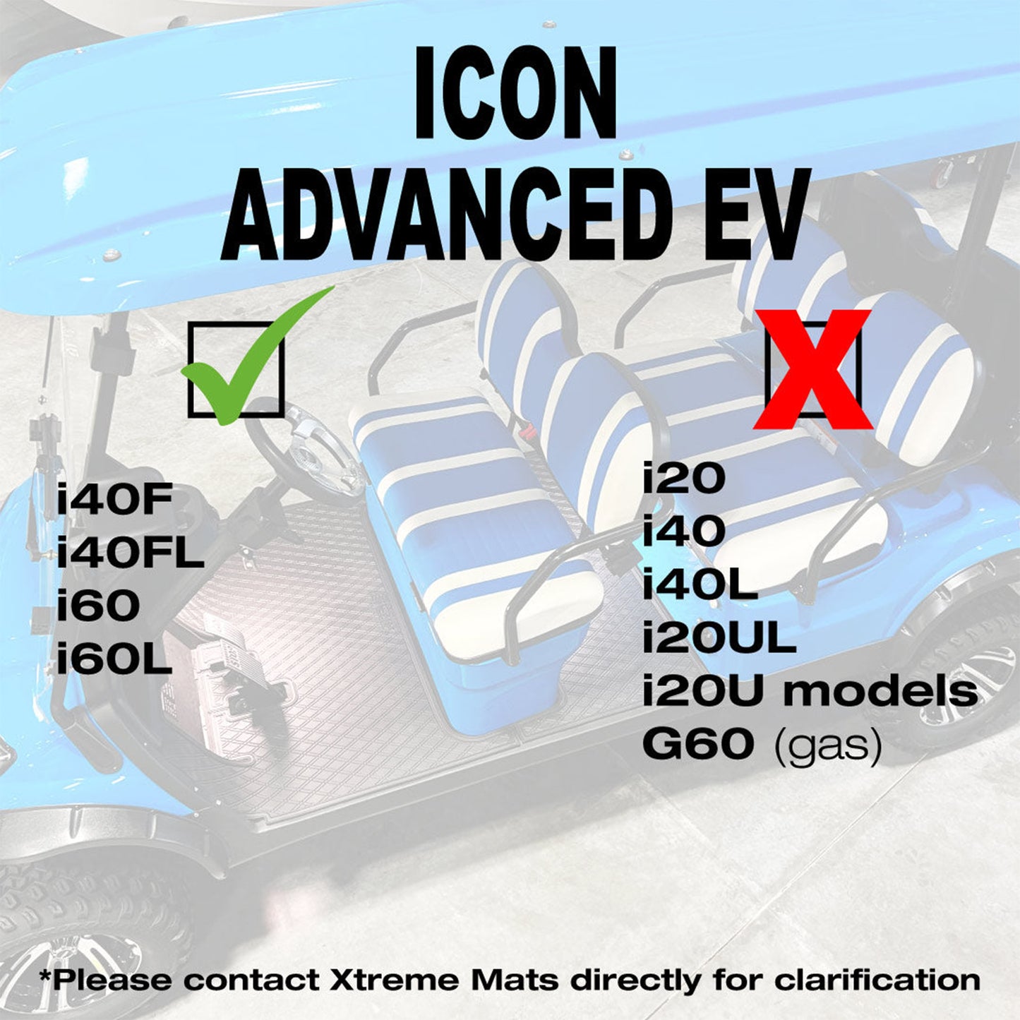 Xtreme Floor Mats for ICON I40, i60 - Black/Blue Set
