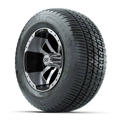 GTW Storm Trooper Black/Machined 10 in Wheels with 205/50-R10 Fusion S/R Radial Steel Belt Street Tires - Full Set
