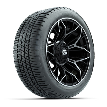 GTW® Stellar Black/Machined 14 in Wheels with 205/30-R14 Fusion Street Tires – Full Set