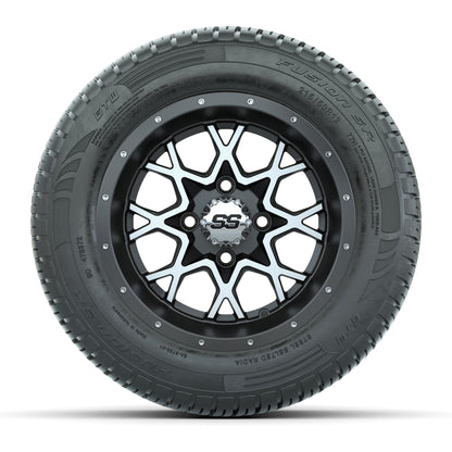 GTW® Vortex 2 Matte Gray/Machined 12 in Wheels with 215/50-R12 Fusion S/R Steel Belt Radial Street Tires - Full Set