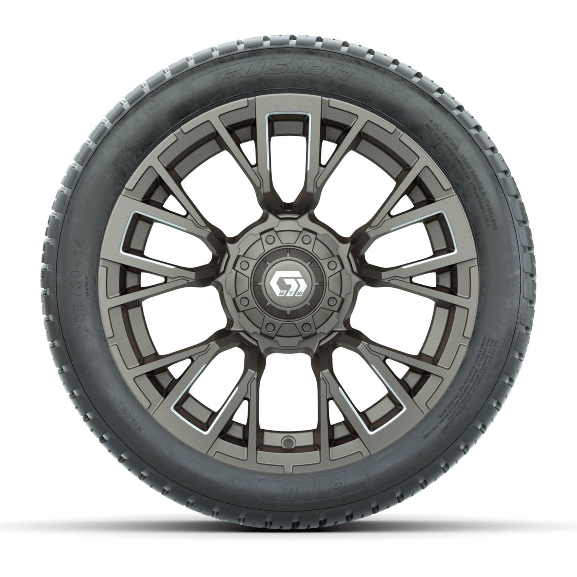 GTW® Vandal Satin Bronze/Machined 14 in Wheels with 205/30-14 Fusion Street Tires – Full Set