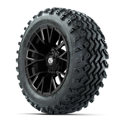 GTW® Vandal Matte Black/Machined 14 in Wheels with 23X10-14 Rogue All-Terrain Tires – Full Set