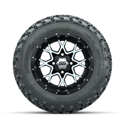 GTW Vortex Machined/Matte Black 12 in Wheels with 22x11.00-12 Rogue All Terrain Tires – Full Set