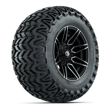 GTW® Stealth Black/Machined 12 in Wheels with 23X10.5-12 Predator All-Terrain Tires – Full Set