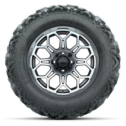 GTW Bravo Matte Gray/Machined 14 in Wheels with 25x10-14 Barrage Mud Tires – Full Set
