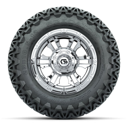 GTW® Shogun Chrome 12 in Wheels with 23X10.5-12 Predator All-Terrain Tires – Full Set