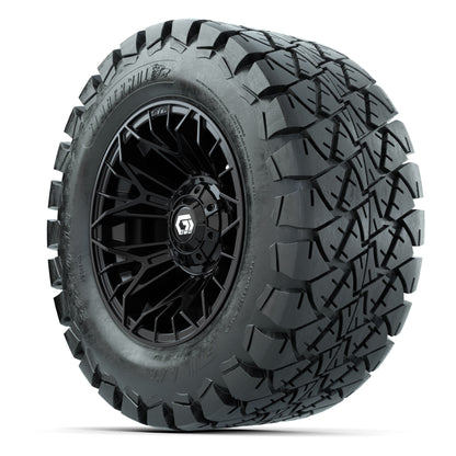 GTW® Stellar Black 12 in Wheels with 22X10-12 Timberwolf All-Terrain Tires – Full Set