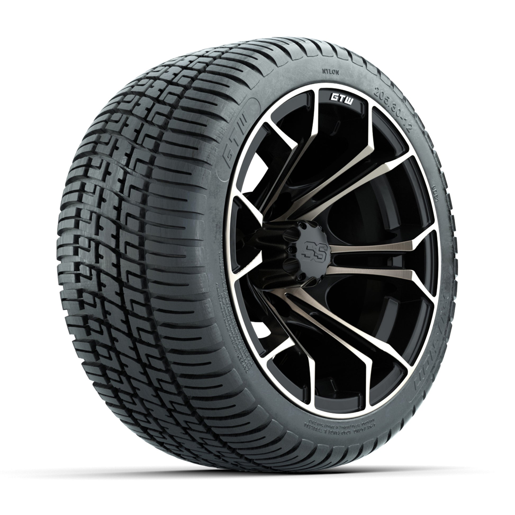 GTW Spyder Bronze/Matte Black 12 in Wheels with 205/30-12 Fusion Street Tires – Full Set