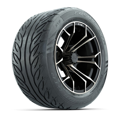 GTW® Spyder Matte Black/Bronze 14 in Wheels with 255/45-R14 Fusion GTR Steel Belt Radial Street Tires – Full Set