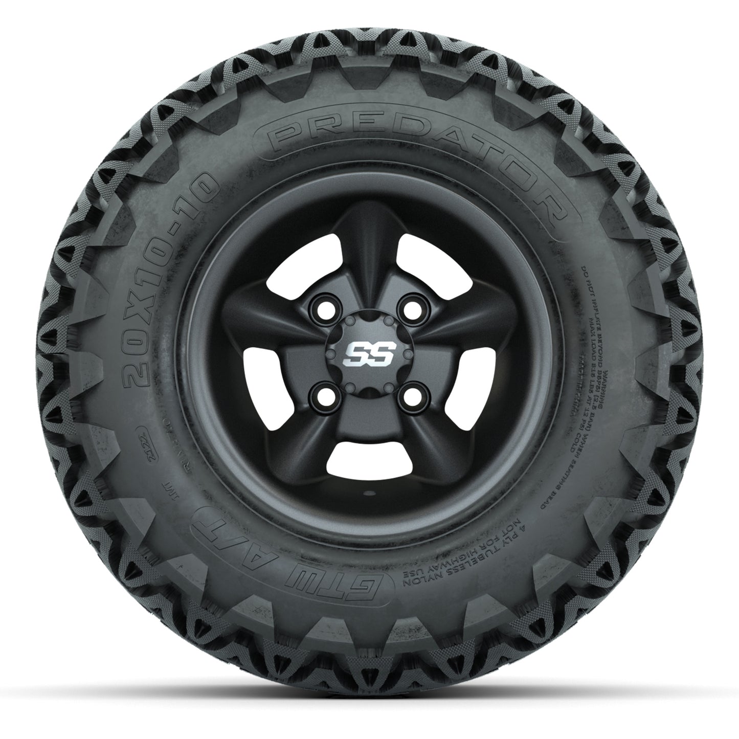 GTW Godfather Matte Gray 10 in Wheels with 20x10-10 Predator All-Terrain Tires – Full Set